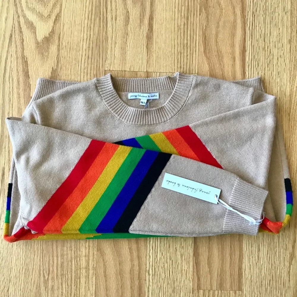 Young Fabulous & Broke Rainbow Sweater Size M/L - Picture 5 of 6